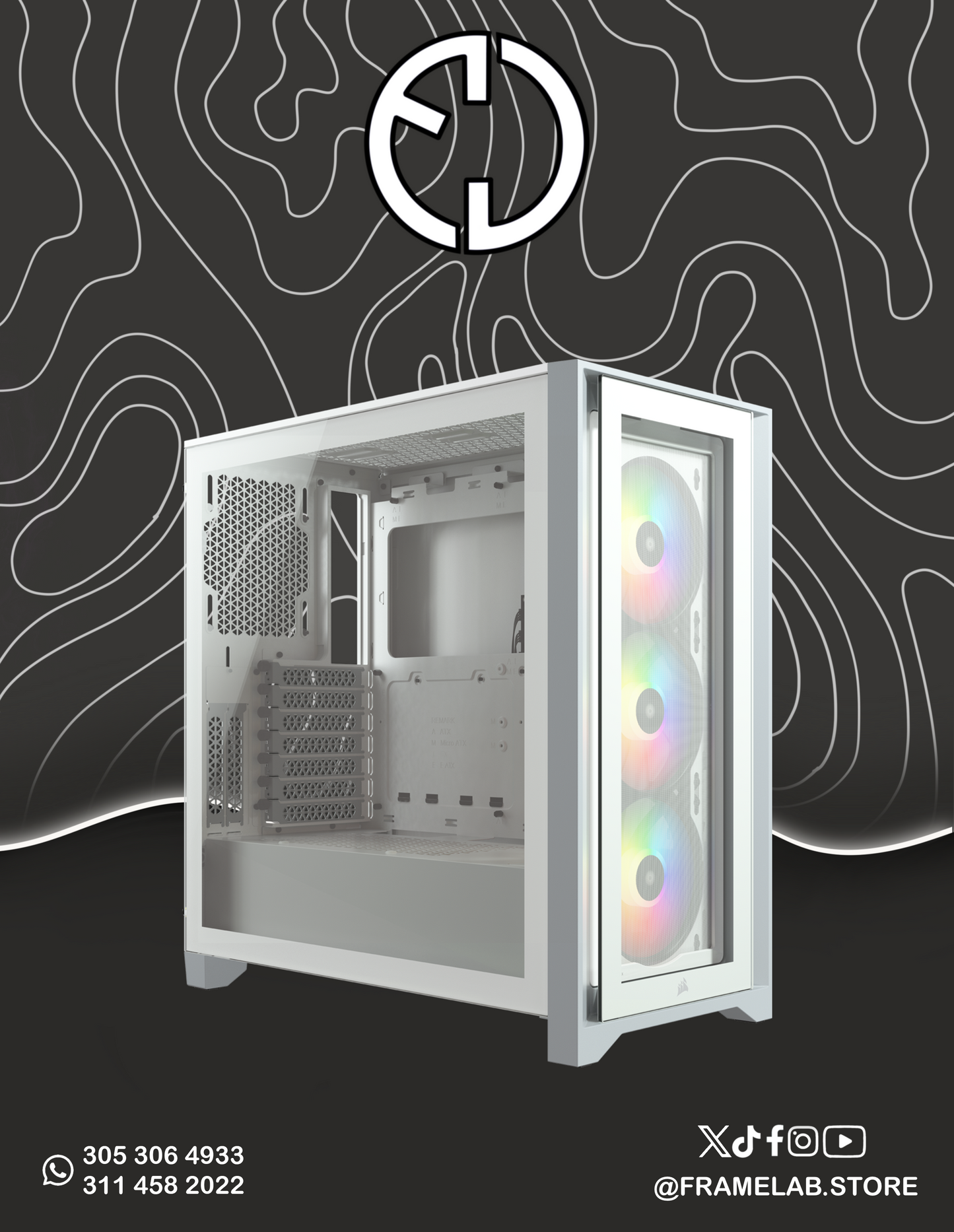 CORSAIR ICUE 4000X RGB, BLANCO