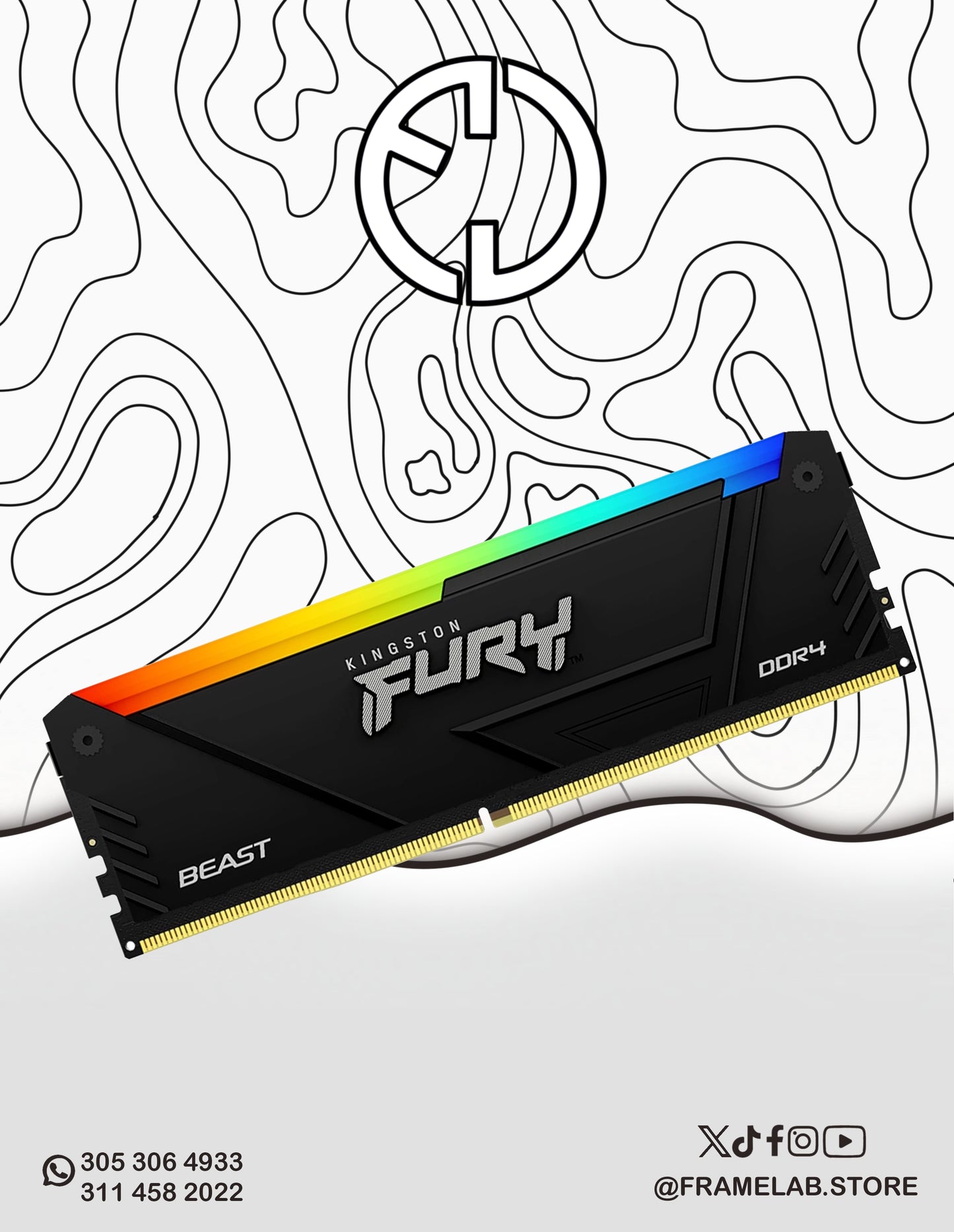 DDR4 8GB KINGSTON FURY RGB 3200