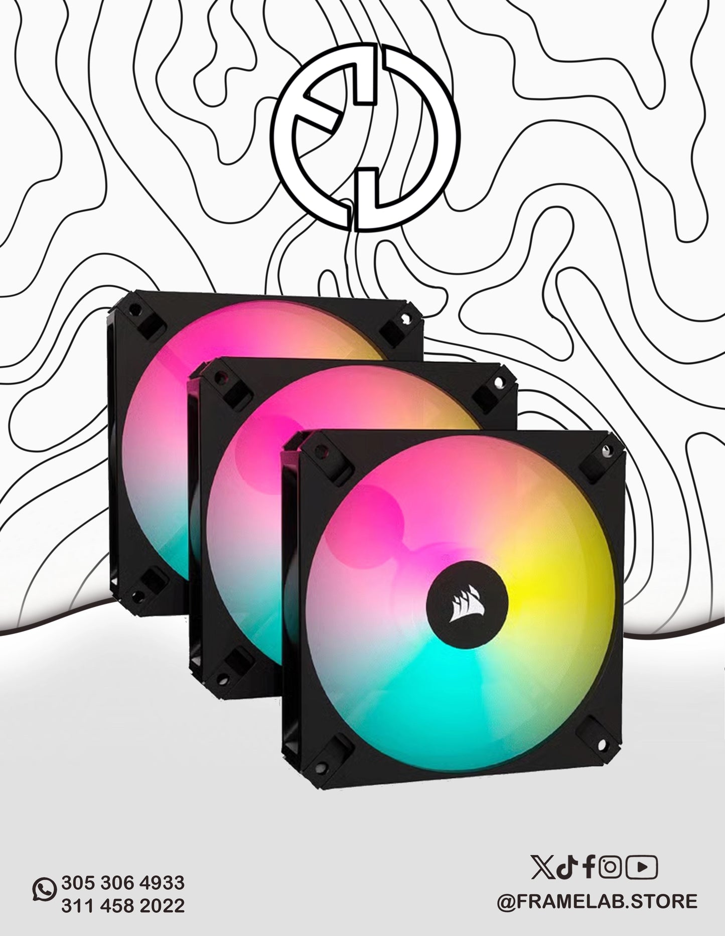 KIT DE VENTILADORES CORSAIR 3 X FAN RGB ICUE AR120 NEGRO