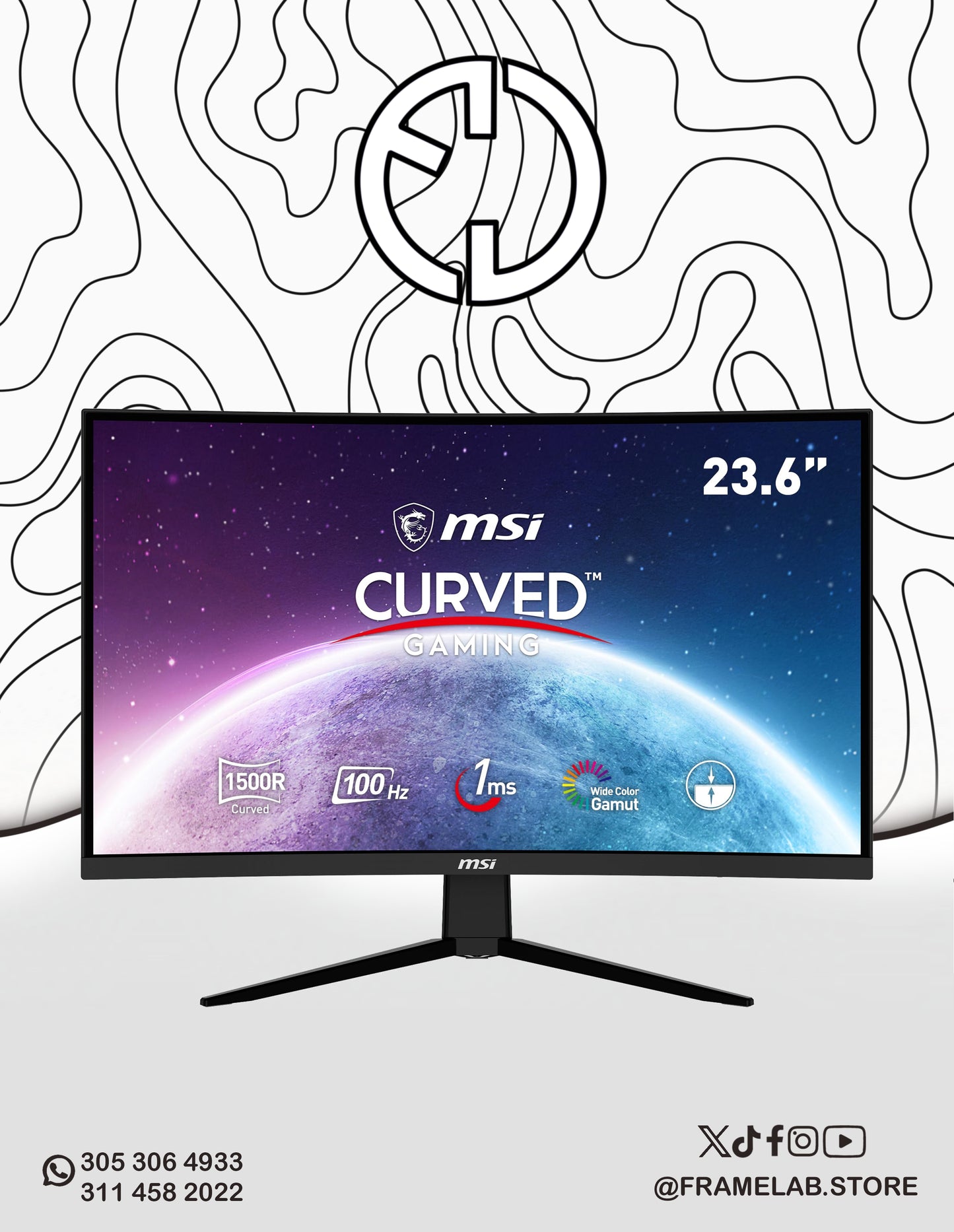 MONITORMSI24"100HZ5MSVA CURVOFHD 
