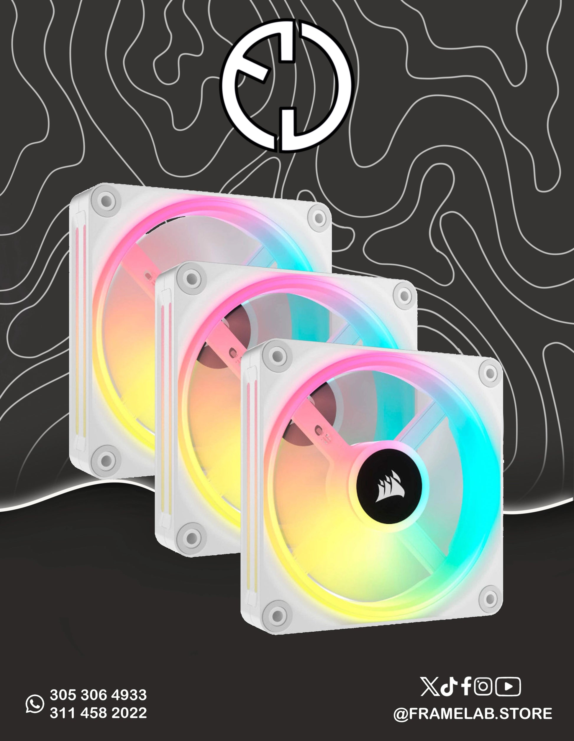 VENTILADOR CORSAIR KIT BLANCO (3 X FAN) ICUE LINK QX120 RGB